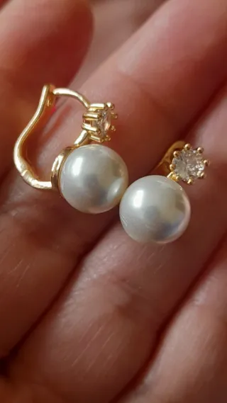 Pendientes Oro 18k Perla y Circonita