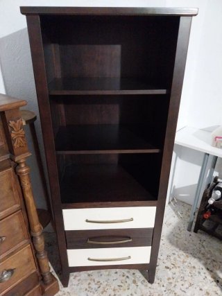 Mueble recibidor madera blanco y marrón