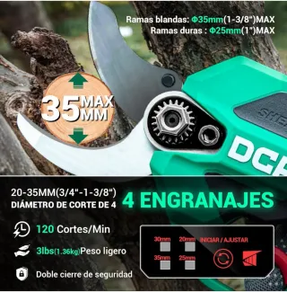 Tijeras Podar Eléctricas DCA 20V Verde