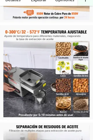 PRENSA extractora de Aceite VEVOR 850W Acero Inoxi