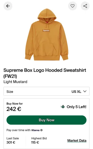 Sudadera Supreme Box Logo light mustard