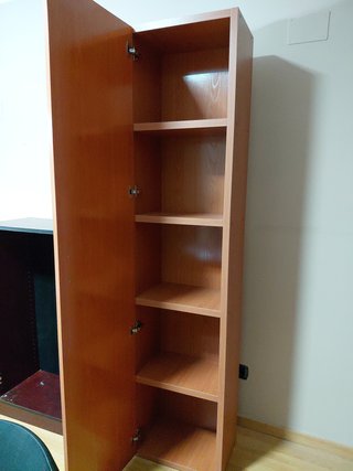 Estantería de madera con puerta y 5 baldas