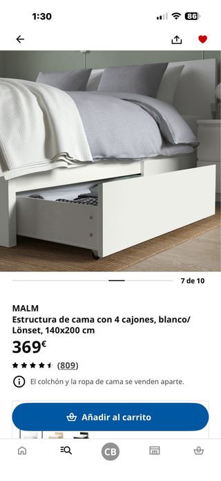 MALM Cajones para cama blancos