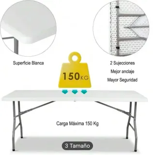 Mesa Plegable Resina Reforzada 1.50m