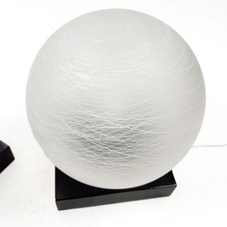 Pareja Lámparas Globo Cristal Ácido Madera Negra