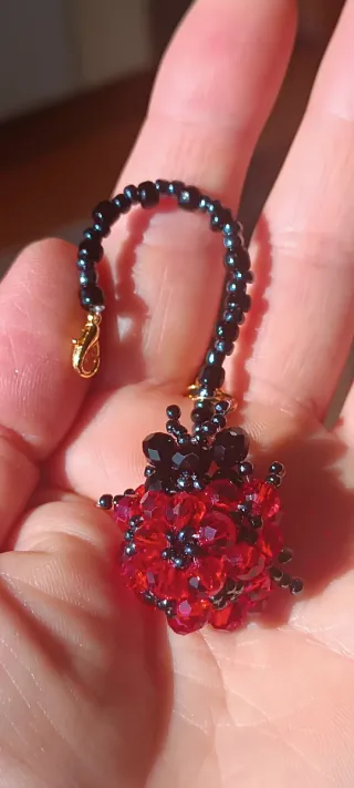 Portachiavi borsa coccinella rossa e nera
