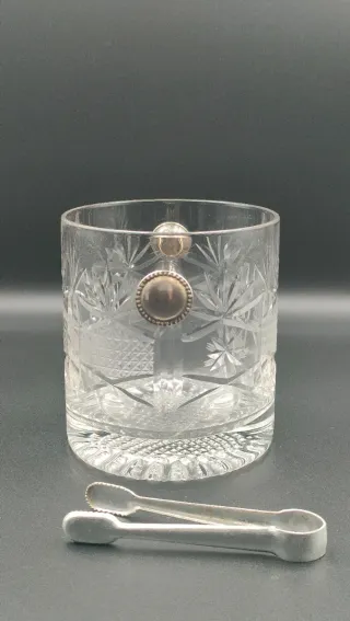 Cubitera Cristal Tallado con Pinzas