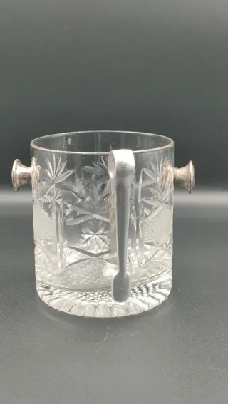 Cubitera Cristal Tallado con Pinzas