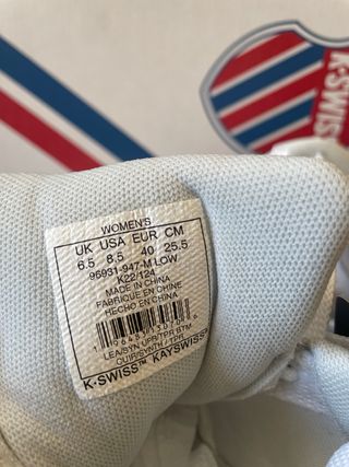 Zapatillas K-Swiss Talla 40 Cuero Blanco/Morado