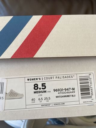 Zapatillas K-Swiss Talla 40 Cuero Blanco/Morado