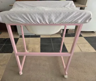 Bañera cambiador bebé rosa