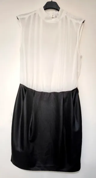 Vestido Mango Negro y Blanco Talla S