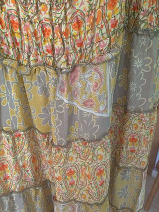 Vestido largo tirantes estampado patchwork