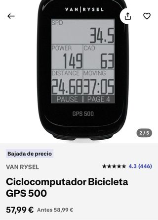 ‍️ Ciclocomputador GPS Van Rysel 500 – Como nuevo