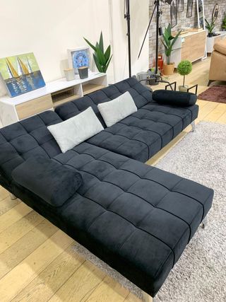 Sofá Cama Chaise Longue Negro