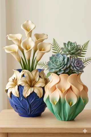 Vaso floreale in resina/ceramica