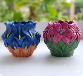 Vaso floreale in resina/ceramica