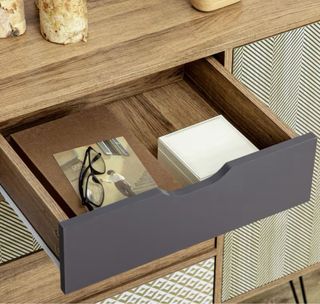 Cómoda 4 cajones madera y metal