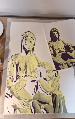 Pintura Virgen con Niño estilo clásico