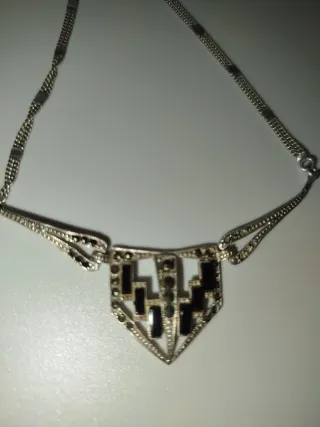 Gargantilla Art Decó Plata y Ónix