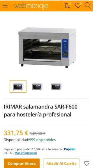 Salamandra Tostadora IRIMAR