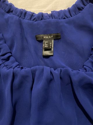 Vestido Mango Azul Klein Volantes