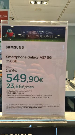 Samsung Galaxy A57 5G 256GB Gris Nuevo