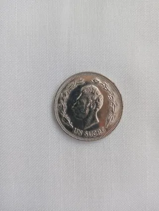Billete 10 Sucres Ecuador 1988 y moneda de 1 sucre