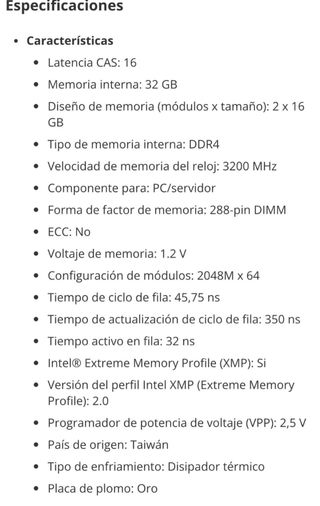 Memoria RAM Kingston FURY Beast DDR4 32GB (2x16GB)