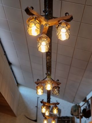 Lámparas madera, forja y cristal