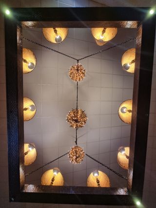 Lámparas madera, forja y cristal