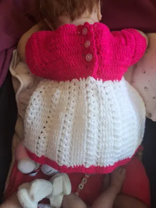 Vestido crochet bebé talla rosa fucsia