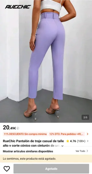 Pantalones de traje lilas con cinturón