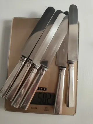 Set 6 Cuchillos Mango Plata