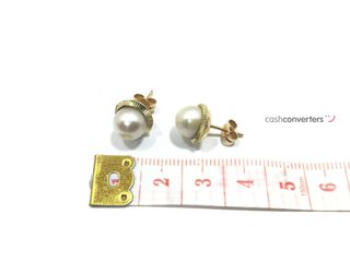 pendientes oro 18k con piedra con perla