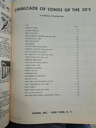 Partituras años 30. Cavalcade of Songs of the 30's