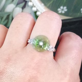 Anillo Plata Flor Diópsido Natural