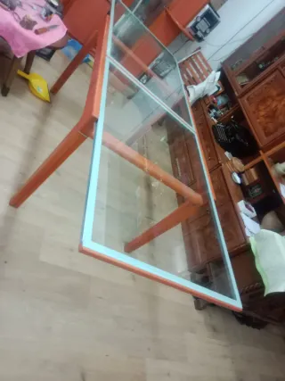 Mesa de comedor madera- cristal extensible 2,40 cm