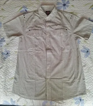 Camisa chico talla S rayas gris y blanco