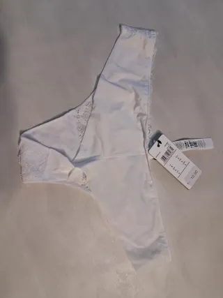 2 Slip brasiliano in pizzo bianco e nero taglia L
