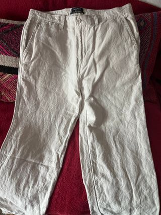 Pantalón Nautica de Lino Beige Talla M 34x30