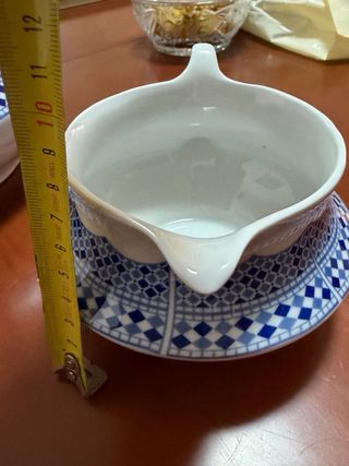 Sopera y salsera COCEMA cerámica azul y blanco