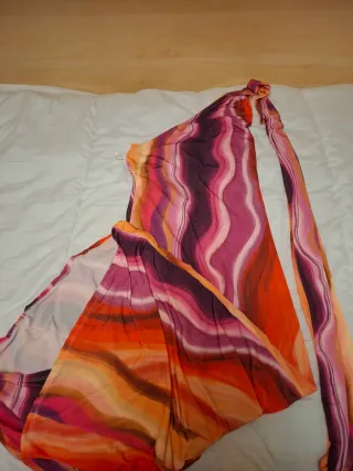 Vestido invitada naranja, rosa, morado