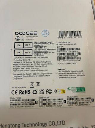 Tablet Doogee T30SE 128GB 9GB RAM