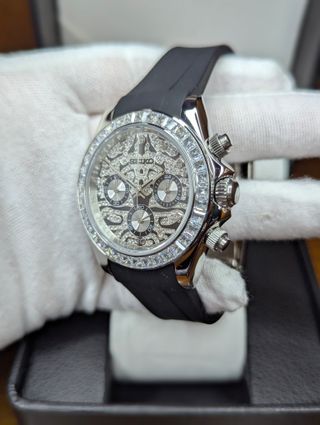 Reloj Seiko Mod Daytona Oyster Gris Plateado Negro