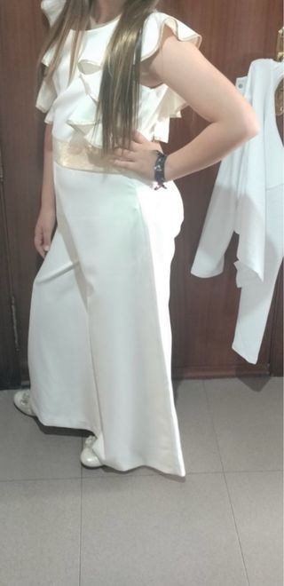 Conjunto niña top y pantalón azul y dos monos