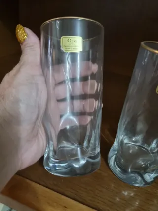 6 Vasos tubo Oro Años 60 Filo Dorado Nuevos