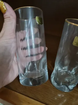6 Vasos tubo Oro Años 60 Filo Dorado Nuevos