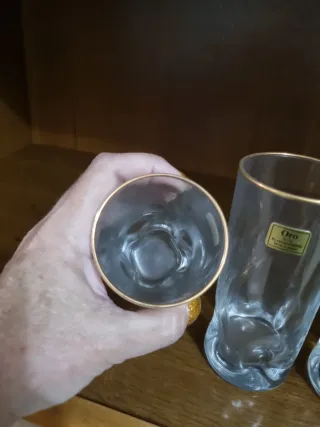 6 Vasos tubo Oro Años 60 Filo Dorado Nuevos