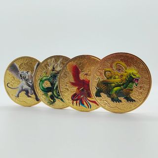 4 MONEDAS DE 40 MM DE ANIMALES MITOLÓGICOS